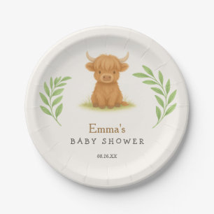 Highland Koe Baby shower Papieren Borden Bordje