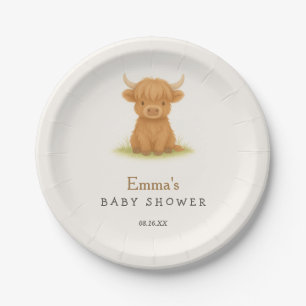 Highland Koe Baby shower Papieren Borden Bordje
