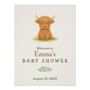 Highland Koe Baby shower Poster