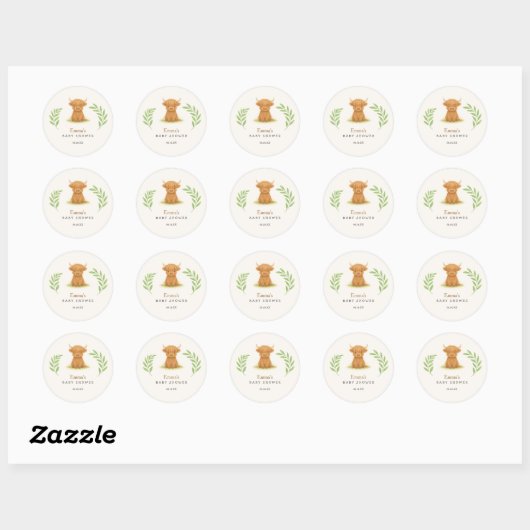 Highland Koe Baby shower Stickers (Vel)