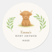 Highland Koe Baby shower Stickers (Voorkant)