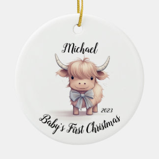 Highland Koe Baby's Eerste Kerstmis Ornament
