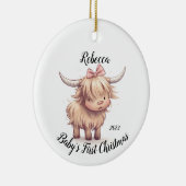 Highland Koe Baby's Eerste Kerstmis Ornament (Rechts)