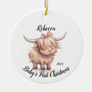 Highland Koe Baby's Eerste Kerstmis Ornament