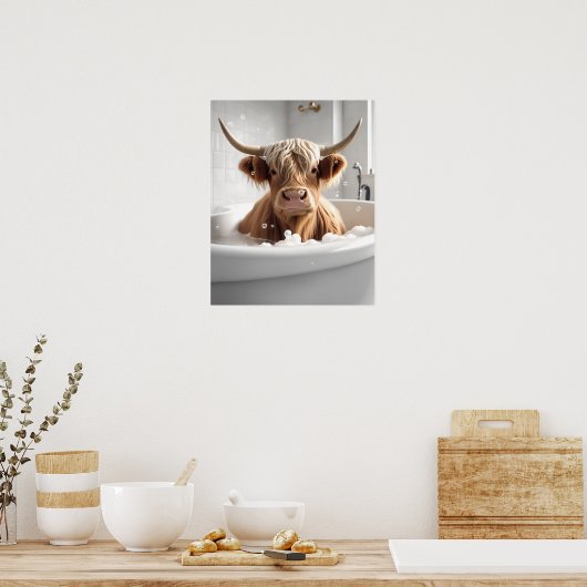 Highland Koe Badkamer Wall Art Poster Print (Keuken)