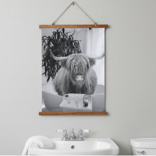  Highland Koe Badkuip Badkamer Kunst Fun Dier  Hangend Wandkleed