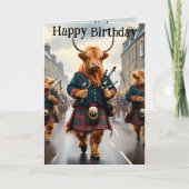 Highland Koe Bagpipe Band, Verjaardag Kaart (Voorkant)