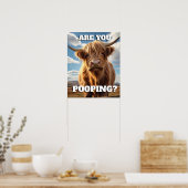 Highland Koe Bent u Pooping Funny Toilet Badkamer Poster (Keuken)