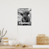 Highland Koe Bent u Pooping Toilet Potty Humor Poster (Keuken)