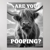 Highland Koe Bent u Pooping Toilet Potty Humor Poster (Voorkant)