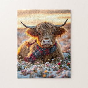 Highland Koe bij zonsondergang Legpuzzel