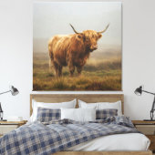 Highland Koe bij zonsopgang Canvas Afdruk (Insitu (Slaapkamer))