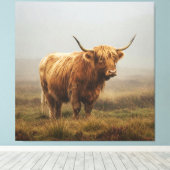 Highland Koe bij zonsopgang Canvas Afdruk (Insitu (Houten vloer))