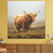 Highland Koe bij zonsopgang Canvas Afdruk (Insitu (Woonkamer))