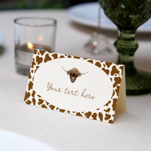 Highland Koe Birthday Place Card Plaatskaartje