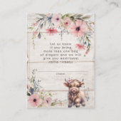Highland Koe Bloemen Schattige Schattig Luier Raff Informatiekaartje (Achterkant)