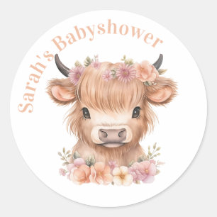 Highland koe bloemenboho partij gunst sticker