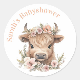 Highland koe bloemenboho partij gunst sticker