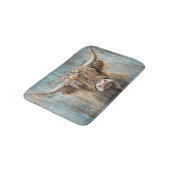 Highland Koe Bloemenkrans Blauwe Boerderij Scène Badmat (Gekanteld)