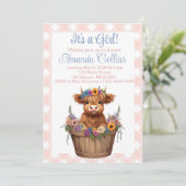 Highland koe bloemenrustiek baby shower kaart (Staand voorkant)