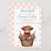 Highland koe bloemenrustiek baby shower kaart (Voorkant / Achterkant)