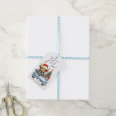 Highland Koe  Blue Truck Vrolijk Kerstfeest Cadeaulabel (Met Touw)