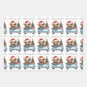 Highland Koe  Blue Truck Vrolijk Kerstfeest Inpakpapier Vel (Voorkant 2)