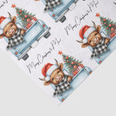 Highland Koe Blue Truck Vrolijk Kerstfeest Tissuepapier (Detail)