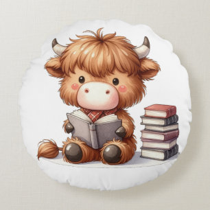 Highland Koe boeken lezen Rond Kussen