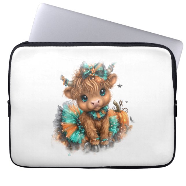 Highland Koe Boerderij Halloween Laptop Sleeve (Voorkant)