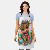 Highland Koe Boerderij Halloween Schort (Gedragen)