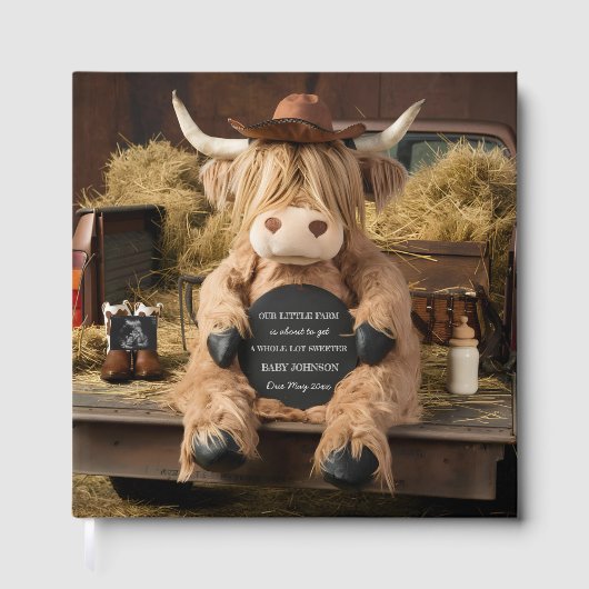 Highland koe boerderij Thema baby Fotoboek Keepsak Gastenboek (Voorkant)