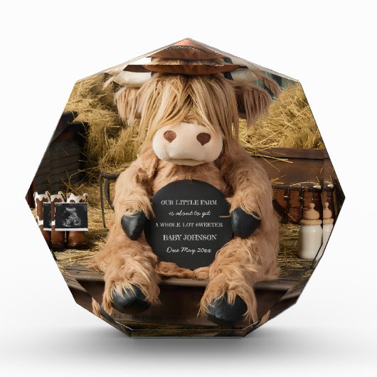 Highland koe boerderij thema zwangerschapsaankondi fotoblokken (Voorkant)