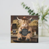 Highland koe boerderij thema zwangerschapsaankondi kaart (Staand voorkant)