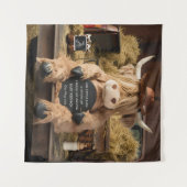 Highland koe boerderij thema zwangerschapsaankondi wandkleed (Voorkant (horizontaal))