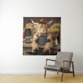 Highland koe boerderij thema zwangerschapsaankondi wandkleed (In situ)