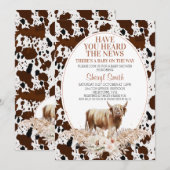 Highland Koe Boho Floral Baby shower Kaart (Voorkant / Achterkant)