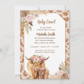 Highland Koe Boho Floral Brown Baby shower Kaart (Voorkant)