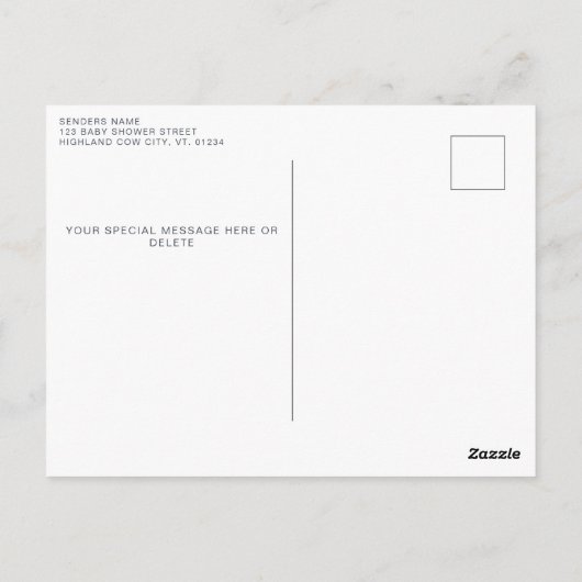 Highland Koe Boho Greenery Baby shower Bedankt Briefkaart (Achterkant)