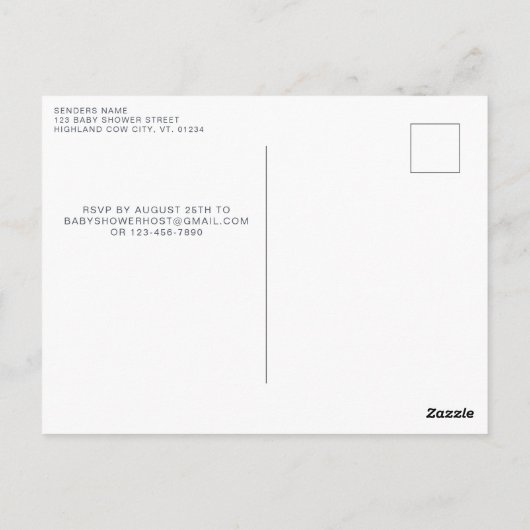 Highland Koe Boho Greenery Sage Baby shower Briefkaart (Achterkant)