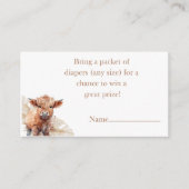 Highland Koe boho pampas gras luier loterij Informatiekaartje (Voorkant)