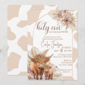 Highland koe Boho Pampas Grass Twin baby shower Kaart (Voorkant / Achterkant)