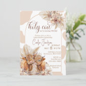 Highland koe Boho Pampas Grass Twin baby shower Kaart (Staand voorkant)