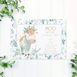 Highland Koe Boho tweede verjaardag Kaart