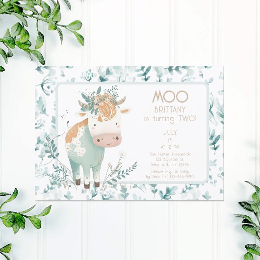 Highland Koe Boho tweede verjaardag Kaart