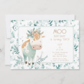 Highland Koe Boho tweede verjaardag Kaart (Voorkant)