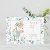 Highland Koe Boho tweede verjaardag Kaart (Staand voorkant)