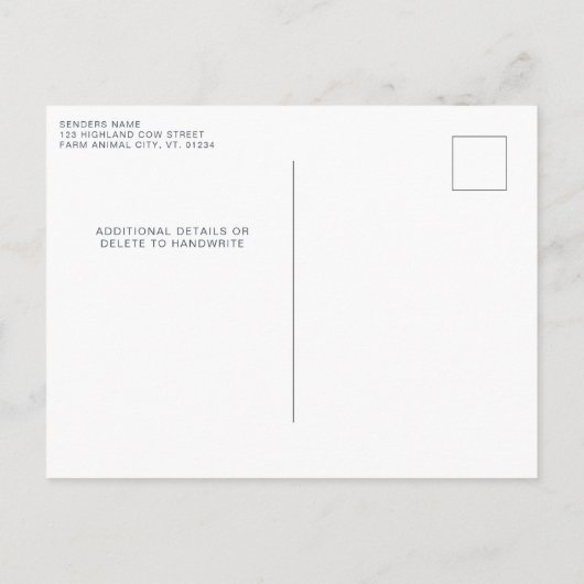 Highland Koe BohoGreenery Boerderij Dier 1e Verjaa Uitnodiging Briefkaart (Achterkant)