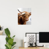 Highland Koe Borstelen Haar Getting Ready Badkamer Poster (Thuiskantoor)