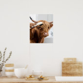 Highland Koe Borstelen Haar Getting Ready Badkamer Poster (Keuken)